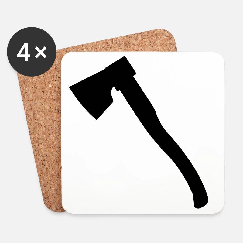 Axt Holz Axt Hackaxt für Holzfäller Zimmermann - Untersetzer (4er-Set) - Weiß