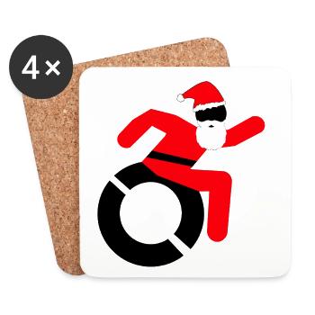Santa Claus in a wheelchair, especially for Christmas # - Coasters (set of 4) - white - Front