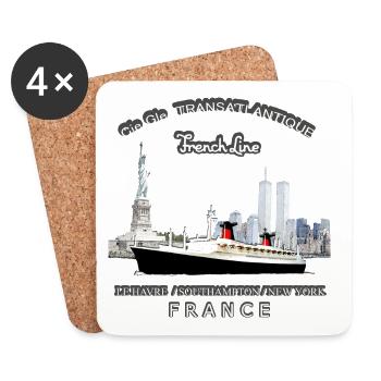 LINER FRANCE NEW YORK Louis RUNEMBERG © Adagp - Coasters (set of 4) - white - Front