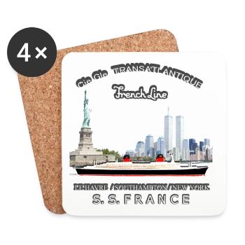 FRANCE PAQUEBOT NEW YORK - Dessous de verre (lot de 4) - blanc - Devant