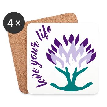Love Your Life, tree of life, tree, life - Coasters (set of 4) - white - Front