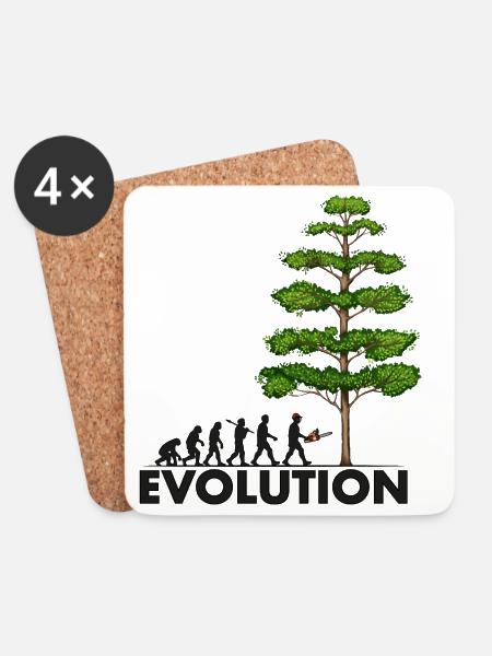 Kettensägenentwicklung Grauer großer Baum - Untersetzer (4er-Set) - Weiß