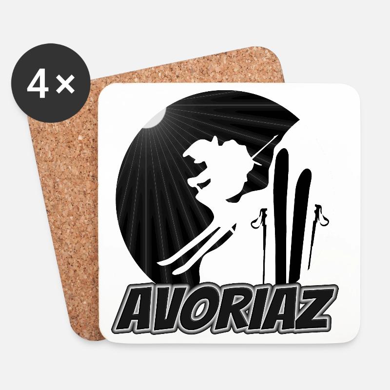Avoriaz Ski-Silhouette-Sprung - Untersetzer (4er-Set) - Weiß