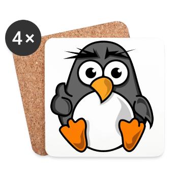 penguin comic cartoon symbolfunny animals icon - Coasters (set of 4) - white - Front