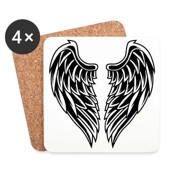 Aile symbole ange - Dessous de verre (lot de 4) - blanc - Devant