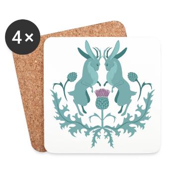 Jackalope Wolpertinger Rattle with Thistle - Coasters (set of 4) - white - Front
