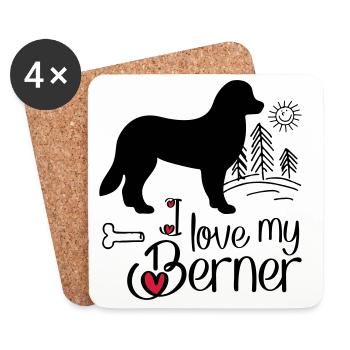 Bernersennehund - Dessous de verre (lot de 4) - blanc - Devant