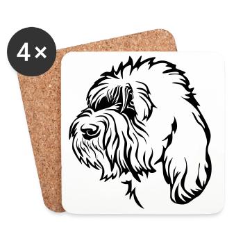 Petit Basset Griffon Vendéen tête - Dessous de verre (lot de 4) - blanc - Devant