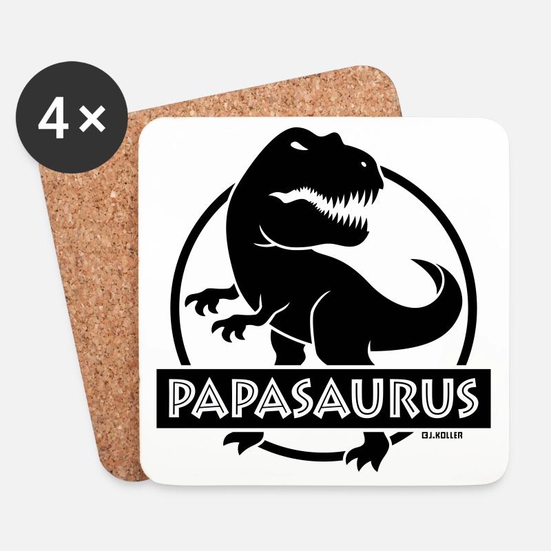 Papasaurus (Bester Papa / Vater / Daddy / POS) - Untersetzer (4er-Set) - Weiß