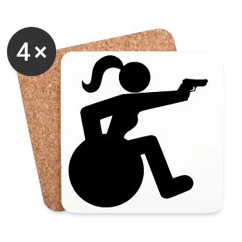 Prise de vue en fauteuil roulant. Jeux paralympiques # - Dessous de verre (lot de 4) - blanc - Devant