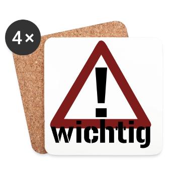 Achtung! Wichtig! - Untersetzer (4er-Set) - Weiß - Vorne