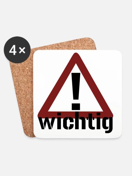 Achtung! Wichtig! - Untersetzer (4er-Set) - Weiß
