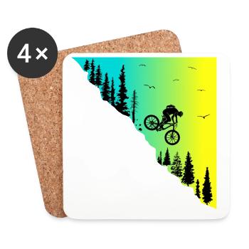 mountainbike downhill action outdoor Fahrrad bike - Untersetzer (4er-Set) - Weiß - Vorne