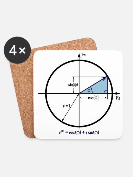 Eulersche Formel im Einheitskreis - Untersetzer (4er-Set) - Weiß