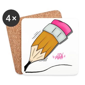 Buntstift Doodle Stil - Untersetzer (4er-Set) - Weiß - Vorne