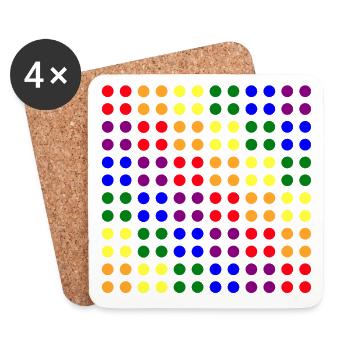 gay polka dots rainbow queer pride - Dessous de verre (lot de 4) - blanc - Devant