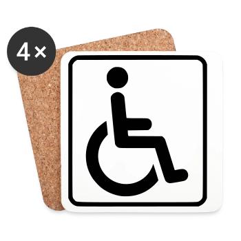 Wheelchair symbol for the disabled # - Coasters (set of 4) - white - Front