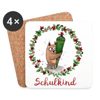 Schoolchild owl - Coasters (set of 4) - white - Front