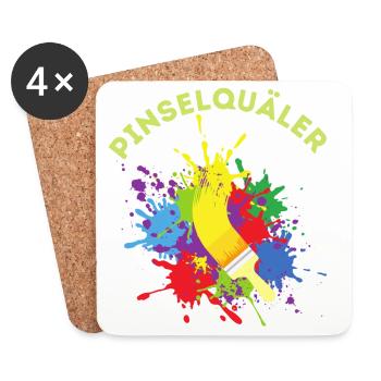 Pinselquäler Maler Handwerker Lackierer Pinsel - Untersetzer (4er-Set) - Weiß - Vorne