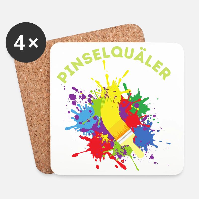 Pinselquäler Maler Handwerker Lackierer Pinsel - Untersetzer (4er-Set) - Weiß