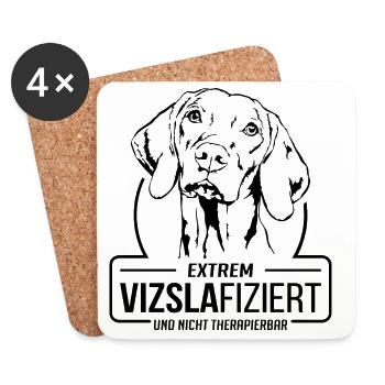 VIZSLAFIZIERT Vizsla Hundespruch Hunde Wilsigns - Untersetzer (4er-Set) - Weiß - Vorne