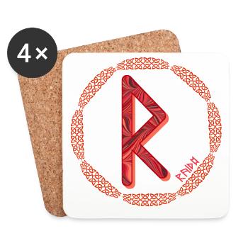 rune raido e 18 - Dessous de verre (lot de 4) - blanc - Devant
