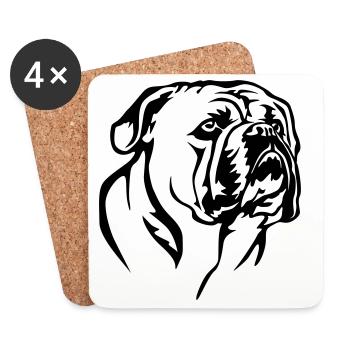 Continental Bulldog Kopf - Untersetzer (4er-Set) - Weiß - Vorne