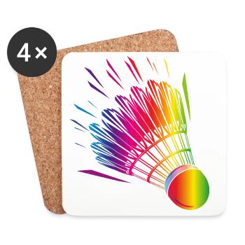 colorful badminton badminton drawing - Coasters (set of 4) - white - Front