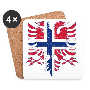 Albanien Norwegen Flagge used look - Untersetzer (4er-Set) - Weiß - Vorne
