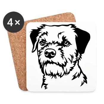 Border Terrier Head - Coasters (set of 4) - white - Front