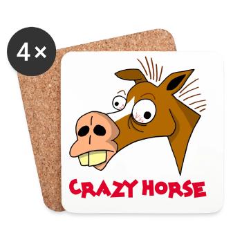 Cheval fou - Dessous de verre (lot de 4) - blanc - Devant