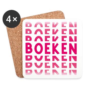Bücher im rosa Farbverlauf - Untersetzer (4er-Set) - Weiß - Vorne