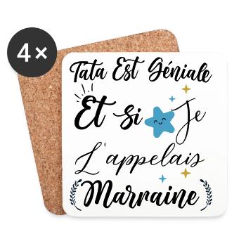 Tata est génial et si je l'appelais marraine bébé - Dessous de verre (lot de 4) - blanc - Devant