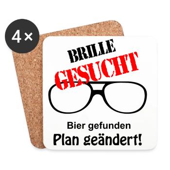 Brille gesucht - Untersetzer (4er-Set) - Weiß - Vorne