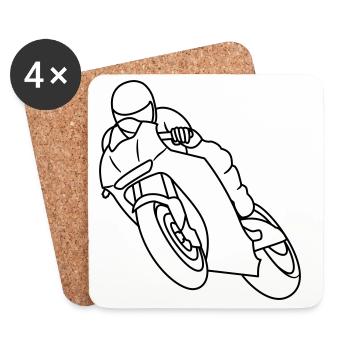 Wheelie at Motorbike Race - dark - Coasters (set of 4) - white - Front