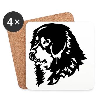 Tête de chien tibétain - Dessous de verre (lot de 4) - blanc - Devant