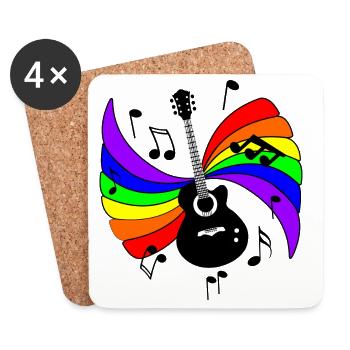Guitar with rainbow and music notes - Coasters (set of 4) - white - Front