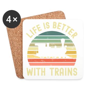 Railway Locomotive Train - Coasters (set of 4) - white - Front