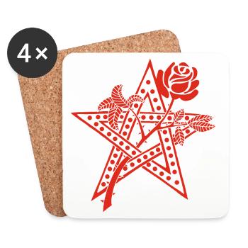 La rose rouge et l'étoile - Dessous de verre (lot de 4) - blanc - Devant
