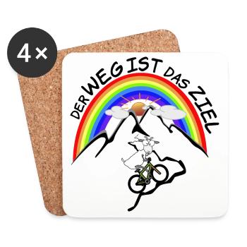 MTB Bergziege - Untersetzer (4er-Set) - Weiß - Vorne