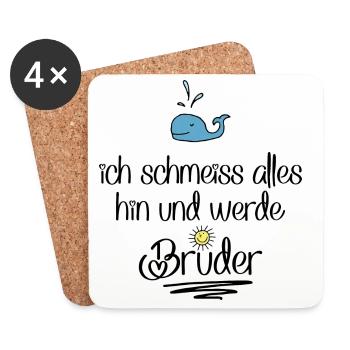 ich werde Bruder - Untersetzer (4er-Set) - Weiß - Vorne