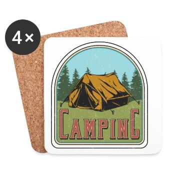 Camping - Dessous de verre (lot de 4) - blanc - Devant