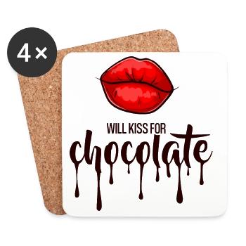 Will kiss for chocolate - Coasters (set of 4) - white - Front