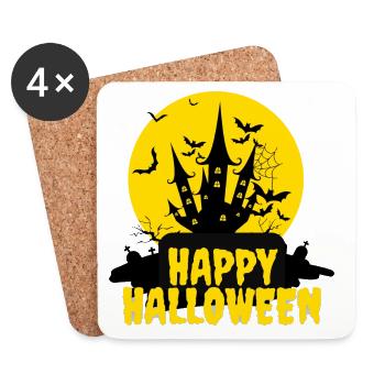 Schloss-Halloween-Silhouettennacht - Untersetzer (4er-Set) - Weiß - Vorne