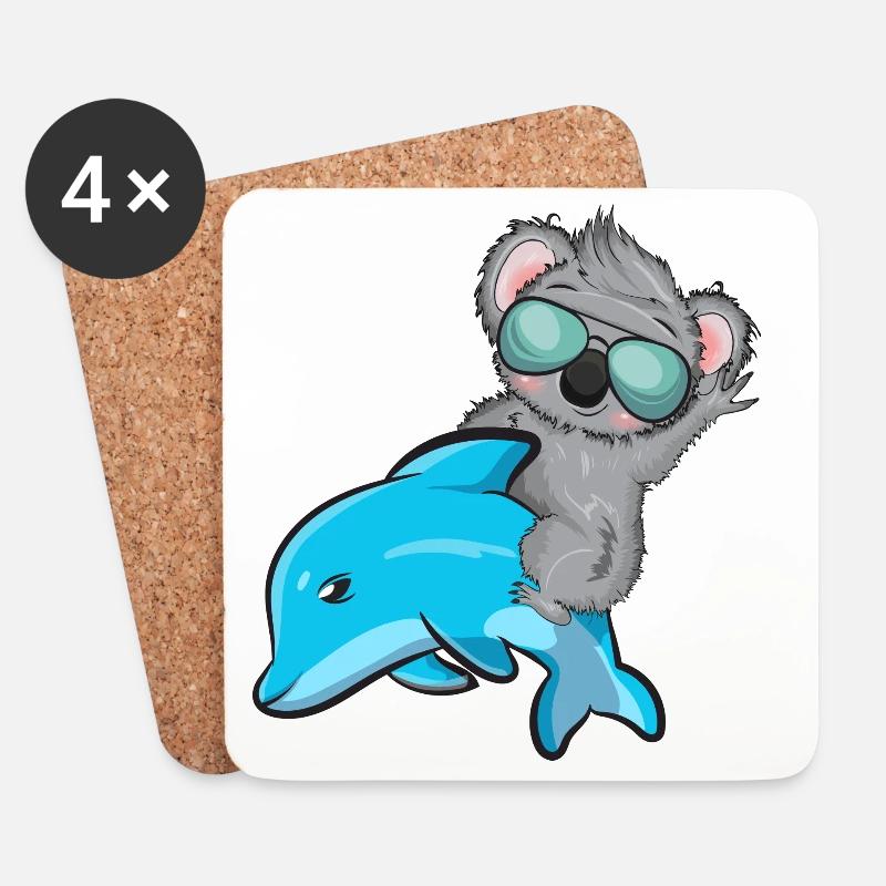 Koala and Delfin - Coasters (set of 4) - white