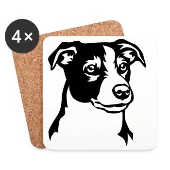 Tête de Jack Russell Terrier - Dessous de verre (lot de 4) - blanc - Devant