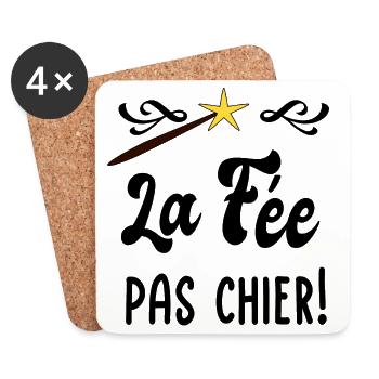 La fée pas chier! - Dessous de verre (lot de 4) - blanc - Devant