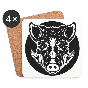 Jagd Jäger Wildschwein kühle Jagd - Untersetzer (4er-Set) - Weiß - Vorne