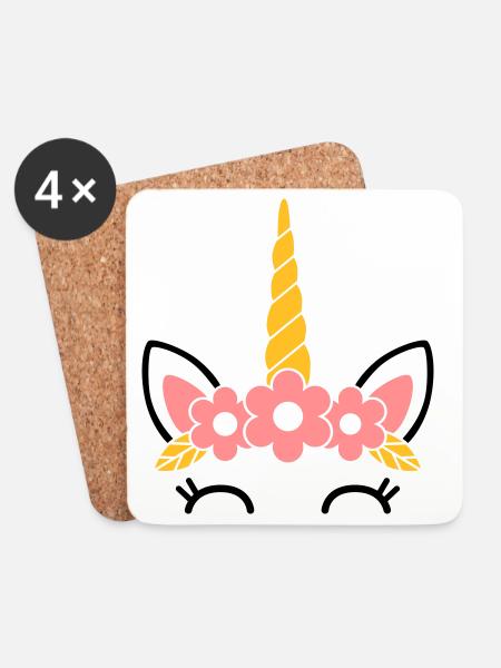 Queen of Flowers: The Majestic Unicorn - Coasters (set of 4) - white