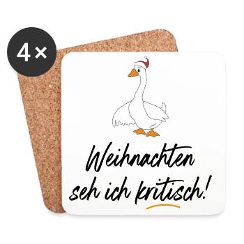 Lustige vegetarische Sprüche zu Weihnachten - Untersetzer (4er-Set) - Weiß - Vorne